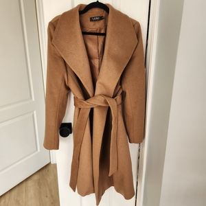 NWOT Ralph Lauren Belted Wool-Blend Wrap-Front Coat (Tan/Brown, Size 8)